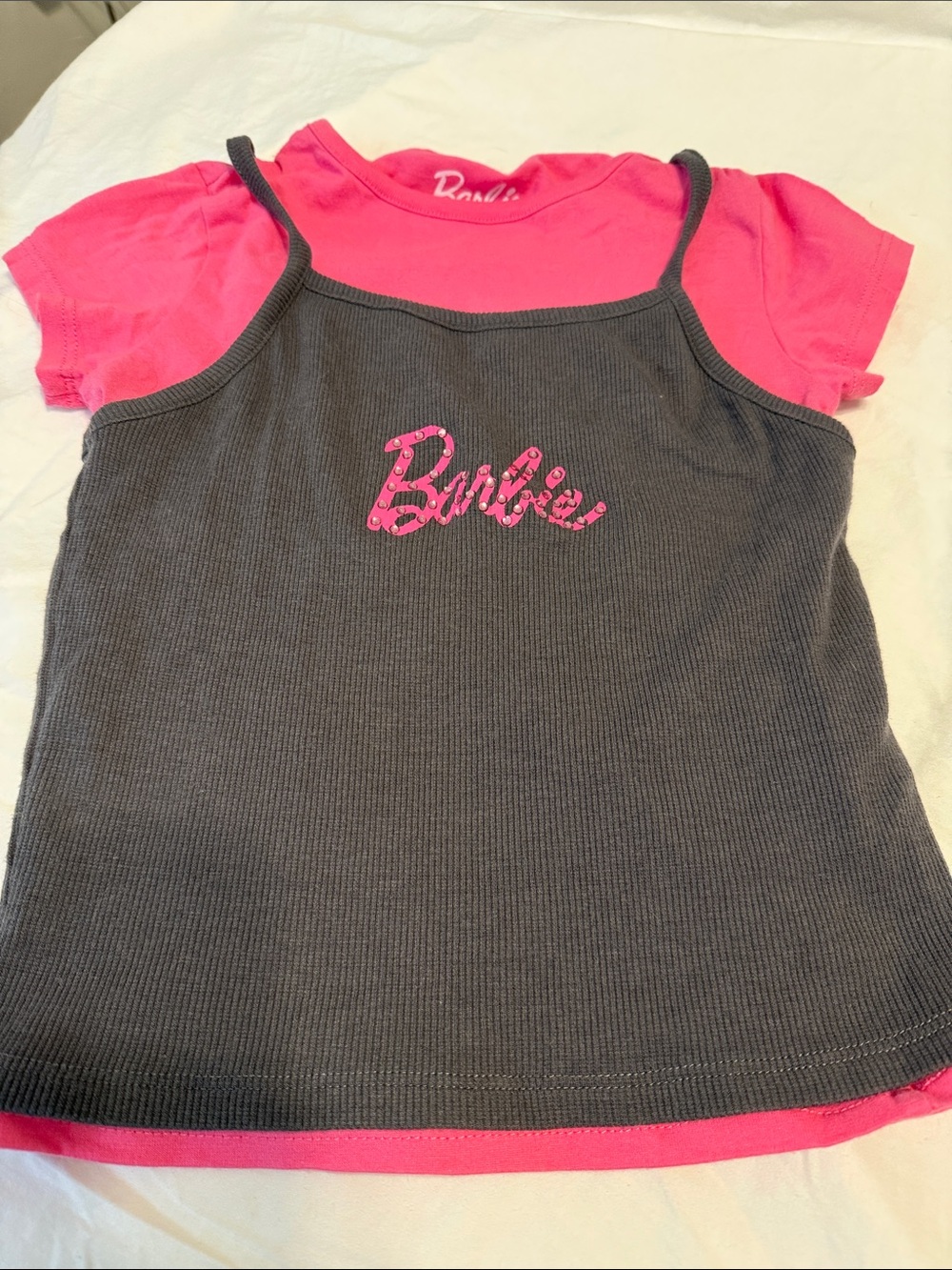 Barbie Hot Pink and Black Layered Tank & Tee Set